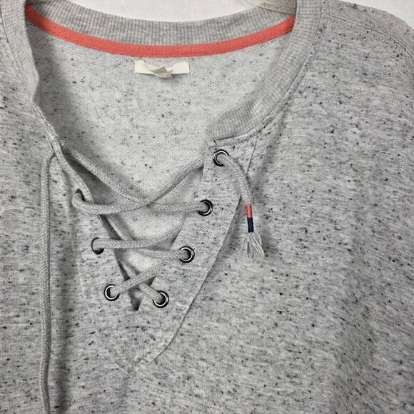 Maurices Gray Speckled Lace Up Pullover Sweater L - Picture 3 of 8